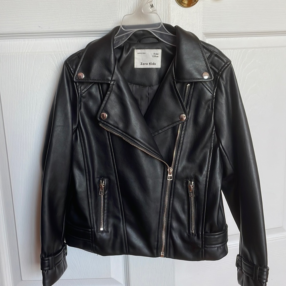 Zara girls soft leather jacket